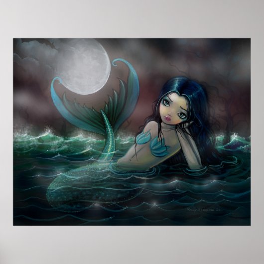 Moonlit Creek Mermaid Poster Print (Voorkant)
