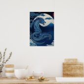 Moonlit Dragon of Fuji Wall Art Poster (Cuisine)