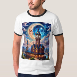 Moonlit Dream Castle Fantasy T-Shirt