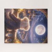 Moonlit Dream – Dog Watching a Magical City Puzzle (Horizontal)