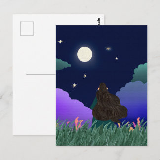 Moonlit Dreamer Girl Postcard Briefkaart