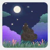 Moonlit Dreamer Girl Square Sticker  (Devant)