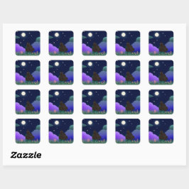 Moonlit Dreamer Girl Vierkante Sticker