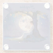 Moonlit Dreamer - Serene Night Sky Glazen Onderzetter (Achterkant)