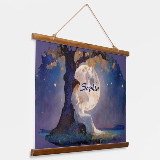 Moonlit Dreamer - Serene Night Sky Hangend Wandkleed (Gebogen)