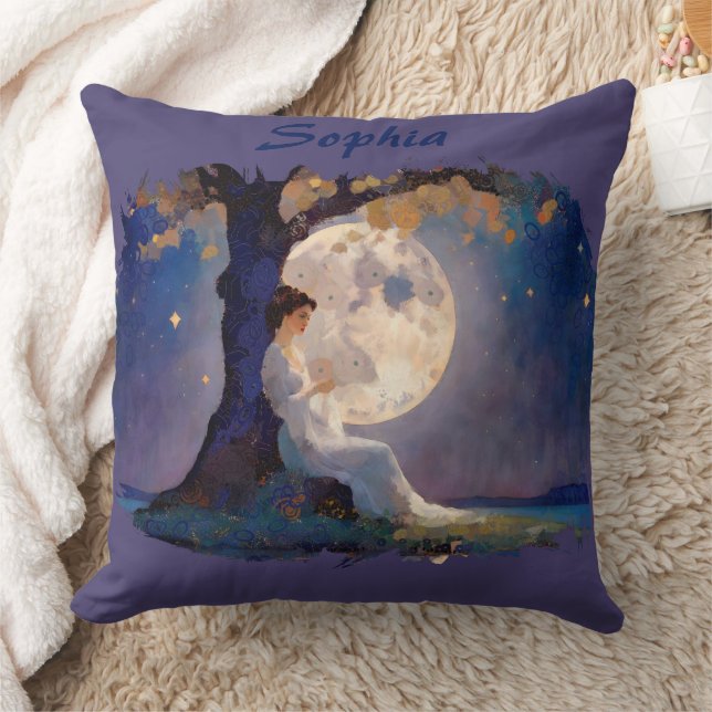 Moonlit Dreamer - Serene Night Sky Kussen (Deken)
