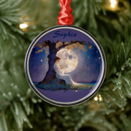 Moonlit Dreamer - Serene Night Sky Metalen Ornament