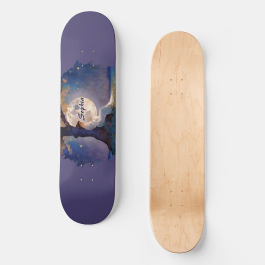 Moonlit Dreamer - Serene Night Sky Skateboard (Voorkant)