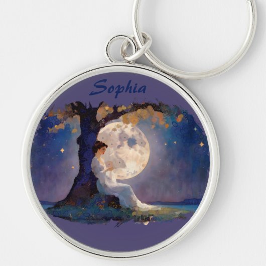 Moonlit Dreamer - Serene Night Sky Sleutelhanger (Voorkant)