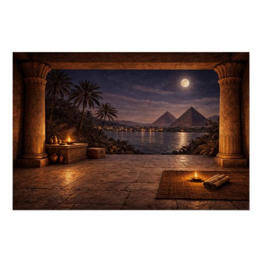 Moonlit Egyptian Pyramids Poster (Devant)