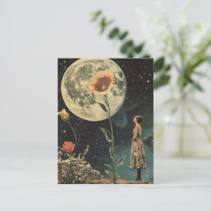 Moonlit Elegance - Vrouw met Maan Briefkaart