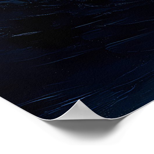 Moonlit Forest Reflection – Abstract blauw en goud Poster (Hoek)