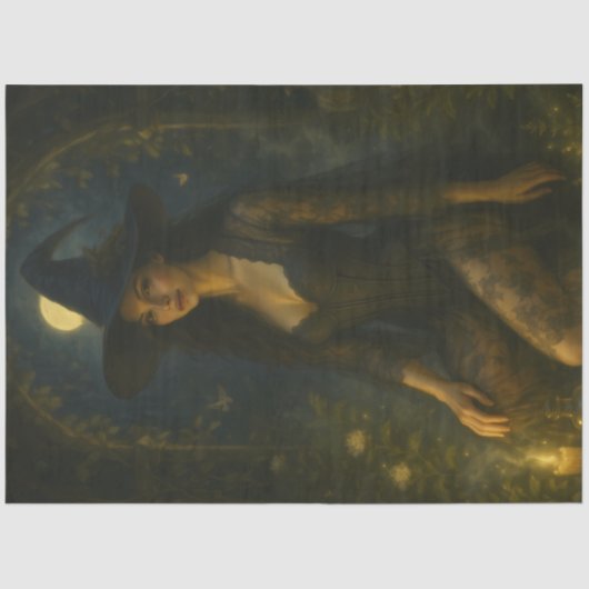 Moonlit Garden Witch Gothic Halloween Decoupage Tissuepapier (Voorkant)