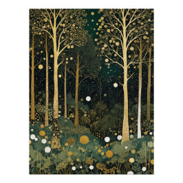 Moonlit Golden Grove Perfect Poster