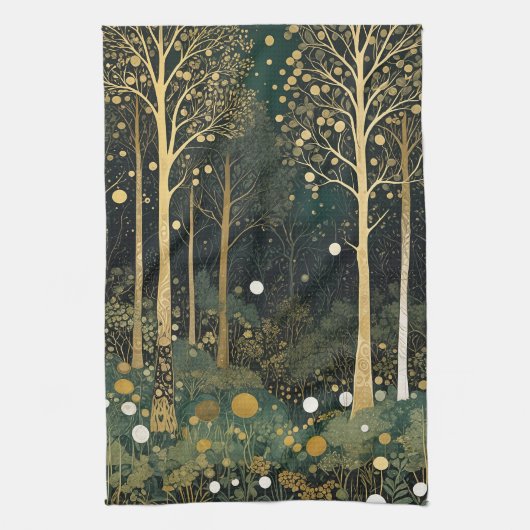 Moonlit Golden Grove Theedoek (Verticaal)