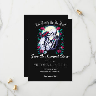 Moonlit Gothic Skeleton & Roos Wedding Save The Date
