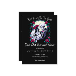 Moonlit Gothic Skeleton & Roos Wedding Save The Date