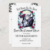 Moonlit Gothic Skeleton & Roos Wedding Save The Date (Voorkant / Achterkant)