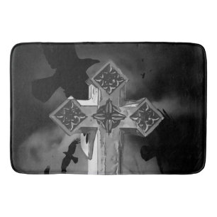 Moonlit GraveYard Gothic Cross met Krogen Badmat