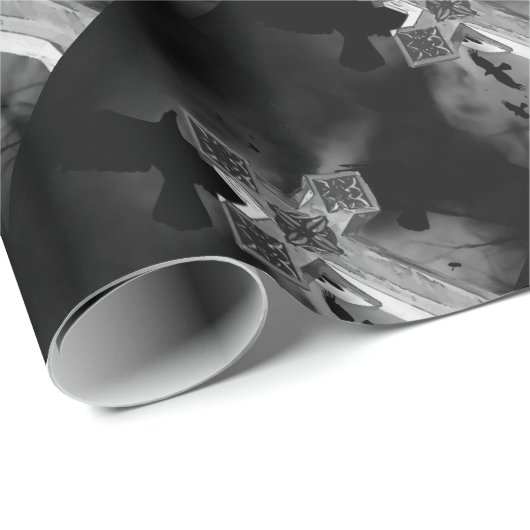 Moonlit GraveYard Gothic Cross met Krogen Cadeaupapier (Rol Hoek)