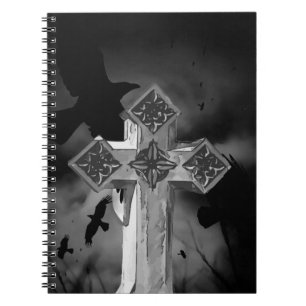 Moonlit GraveYard Gothic Cross met Krogen Notitieboek