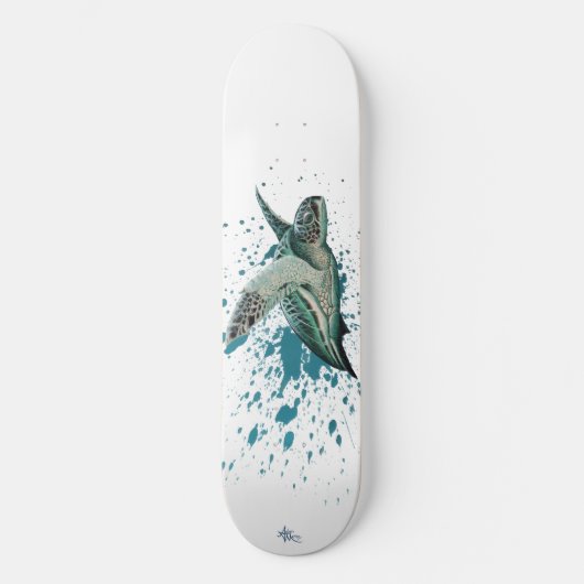 "Moonlit" Green Zee Turtle ~ Amber Marine Skateboard (Voorkant)