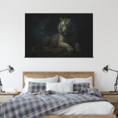 Moonlit Guardian White Tiger – Fantasy Art Canvas Afdruk (Insitu (Slaapkamer))