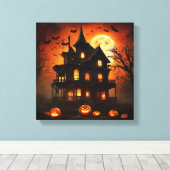 Moonlit Halloween spoken Canvas Afdruk (Insitu (Houten vloer))