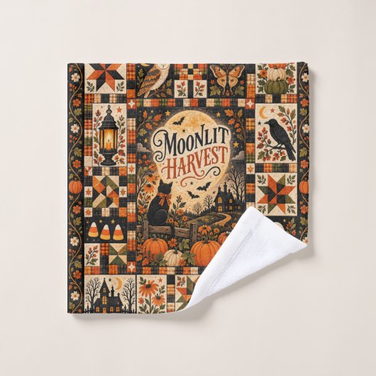 Moonlit Harvest Vintage Halloween Patchwork (Gant de toilette)