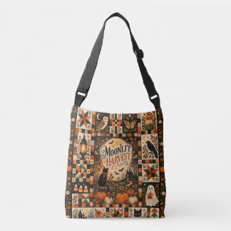 Moonlit Harvest Vintage Halloween Patchwork Crossbody Tas