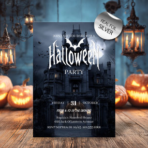 Moonlit Haunted House - Mystery Halloween-feest Folie Uitnodiging