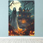 Moonlit Haunting – Ghost of the Haunted Manor Canvas Afdruk (Insitu (Houten vloer))