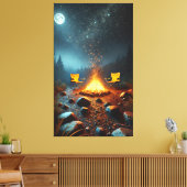 Moonlit kampvuur gloed canvas Print (Insitu (Woonkamer))