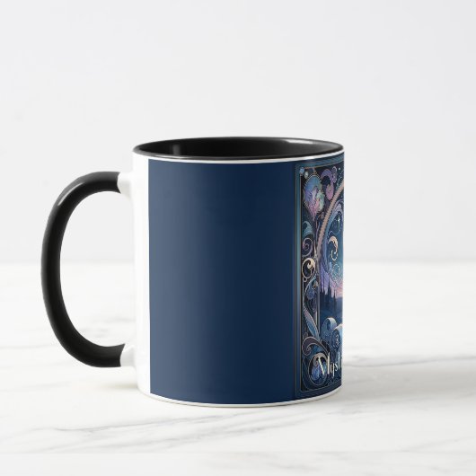 Moonlit Kat Fantasy Blauw Art Nouveau Mok (Links)