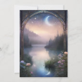 Moonlit Lake Forest Fantasy Elegant Bruiloft Menu Kaart (Achterkant)