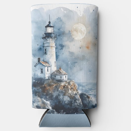 Moonlit Lighthouse aan de Rocky Coastline (Voorkant)