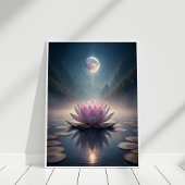 Moonlit Lotus Garden – Tranquil Lunar Reflection Poster
