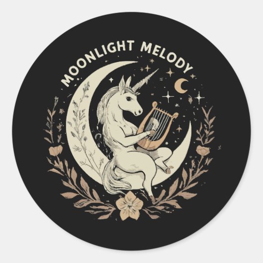 Moonlit Melody Ronde Sticker (Voorkant)