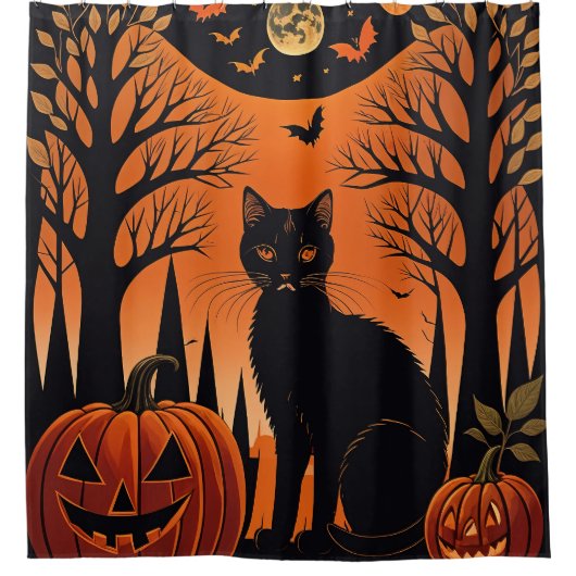 Moonlit Meow Douchegordijn (Voorkant)