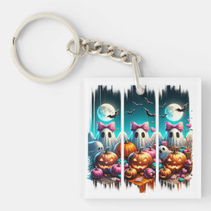 Moonlit Mischief - Ghosts in Pink Bows Sleutelhanger