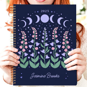 Moonlit Moon Phase Garden 2025 Aangepaste naam Planner