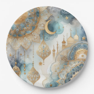Moonlit Moskee Sereniteit voor Eid Papieren Bordje