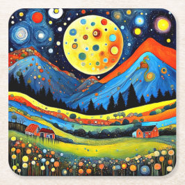 Moonlit Mountain Meadow 6 Vierkante Kartonnen Onderzetter