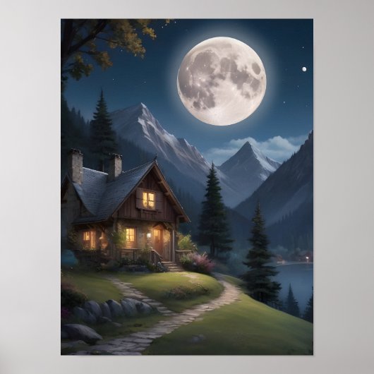 Moonlit Mountain Retreat Poster (Voorkant)