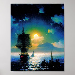 Moonlit nacht op Capri door Ivan Aivazovsky Poster