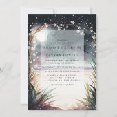 Moonlit Night Beach Scene Wedding Kaart (Voorkant)