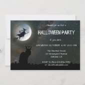 Moonlit Night Cat Halloween Party Invitation Kaart (Voorkant)
