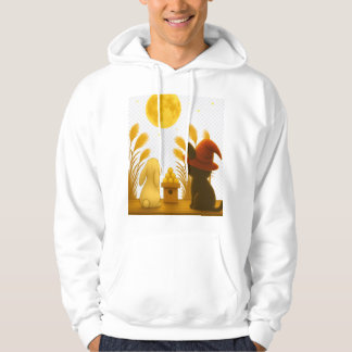 Moonlit Night with Emi the Black Cat Hoodie