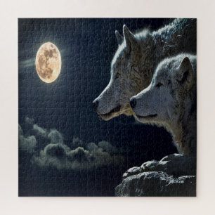 Moonlit Night Wolf Couple Legpuzzel