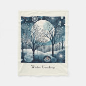 Moonlit Nordic Forest, aanpasbaar Fleece Deken (Voorkant)